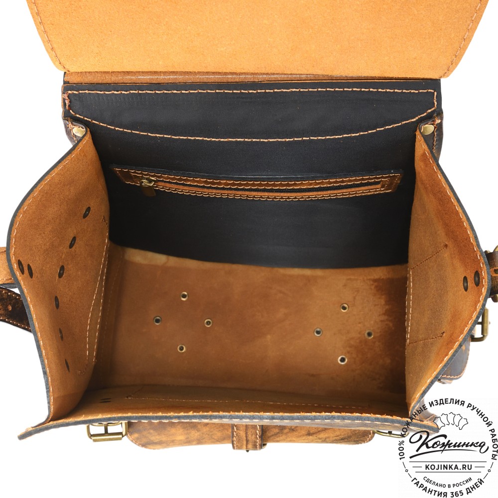 Мужской кожаный рюкзак "Байкер" (рыжее старение)